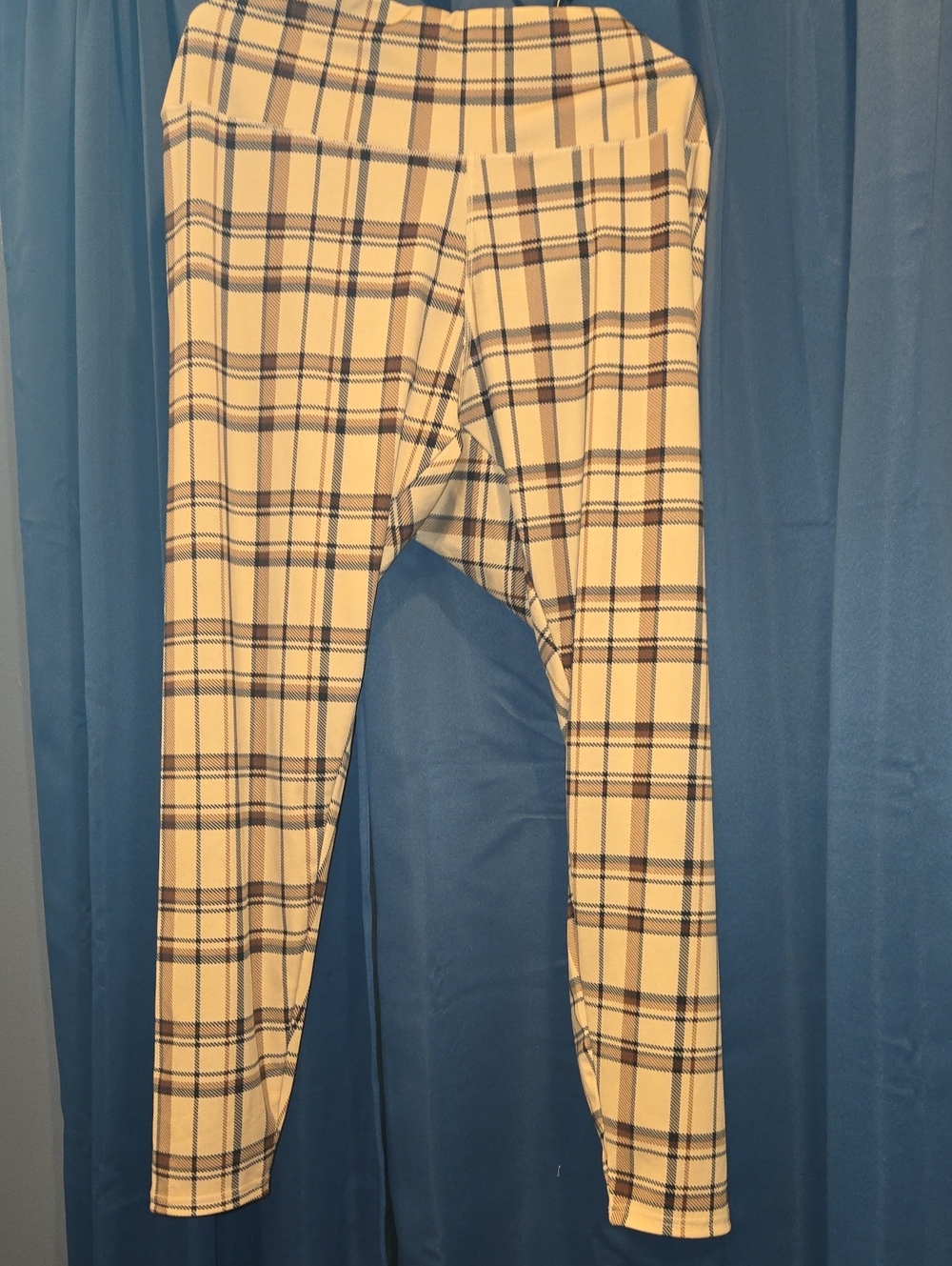 New Look Tan and Black Plaid Leggings
